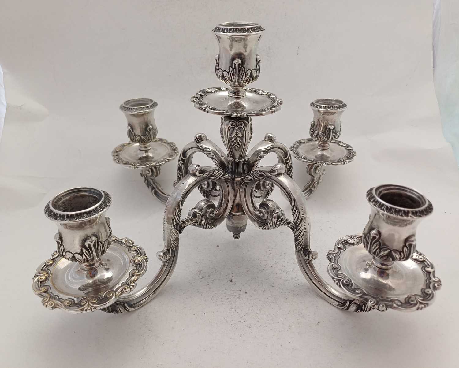 A Pair of Portuguese Silver Five-Light Candelabra, by Topázio, Second Quarter 20th Century - Image 10 of 10