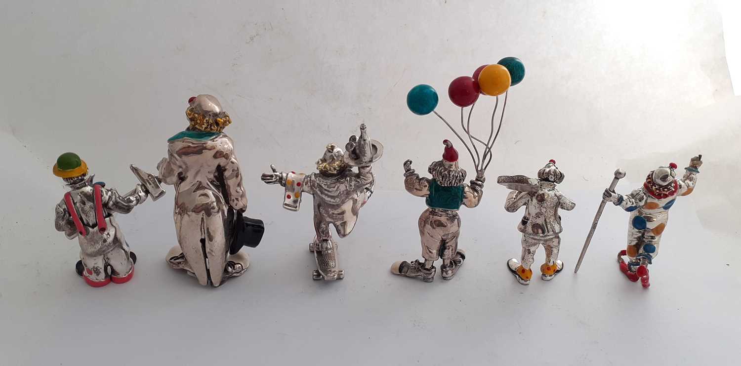 A Collection of Ten Italian Silver and Enamel Clown Figures, Eight by Sorini and Two Attributed to - Image 10 of 16