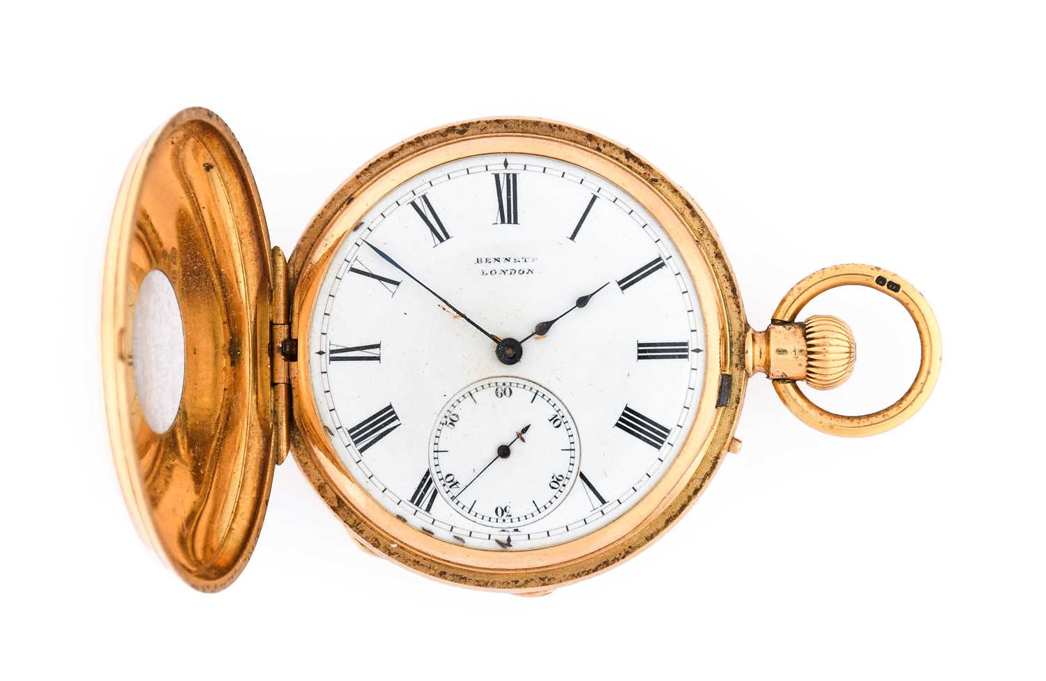 Bennett: An 18 Carat Gold Half Hunter Lever Pocket Watch, signed Bennett, 65 & 64 Cheapside, London,