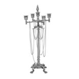 A Victorian Silver Plate Four-Light Candleabrum, Apparently Unmarked, Second Half 19th Century