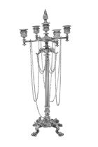 A Victorian Silver Plate Four-Light Candleabrum, Apparently Unmarked, Second Half 19th Century