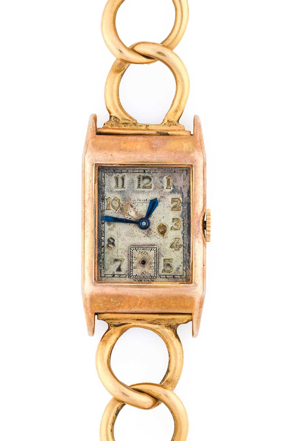 Jaeger leCoultre: A 9 Carat Gold Rectangular Wristwatch, signed Jaeger LeCoultre, 1932, manual wound