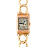 Jaeger leCoultre: A 9 Carat Gold Rectangular Wristwatch, signed Jaeger LeCoultre, 1932, manual wound