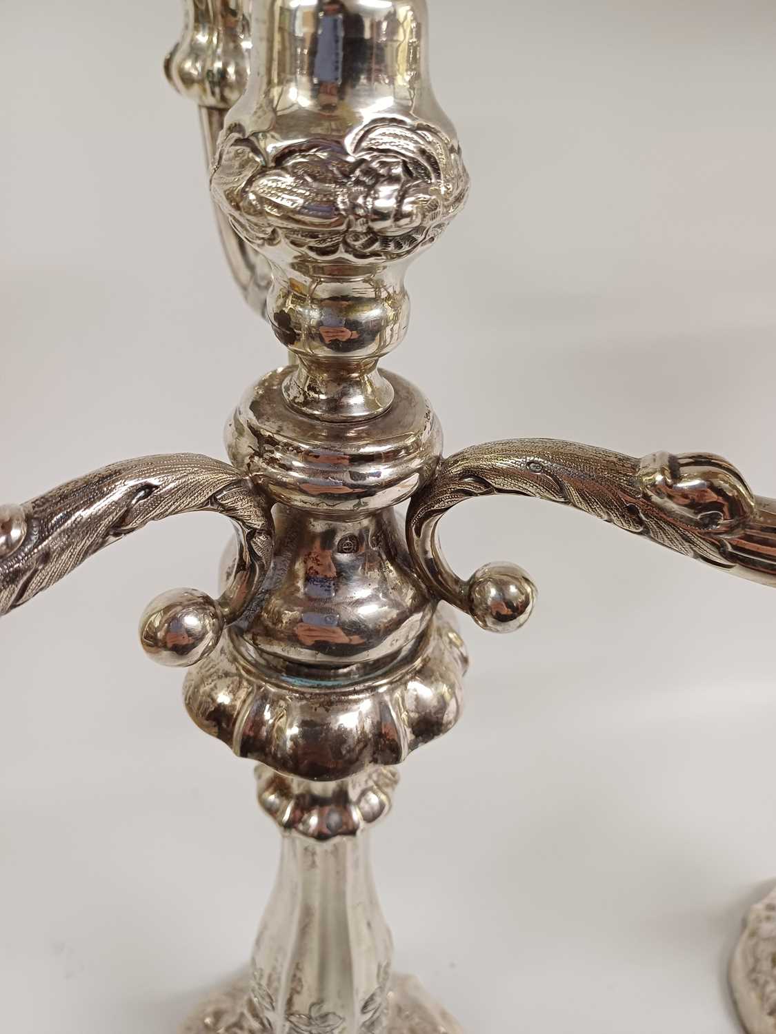 A Pair of Austrian Silver Four-Light Candleabra, Possibly by Franz Zeitler, Vienna, 1856 - Bild 7 aus 7