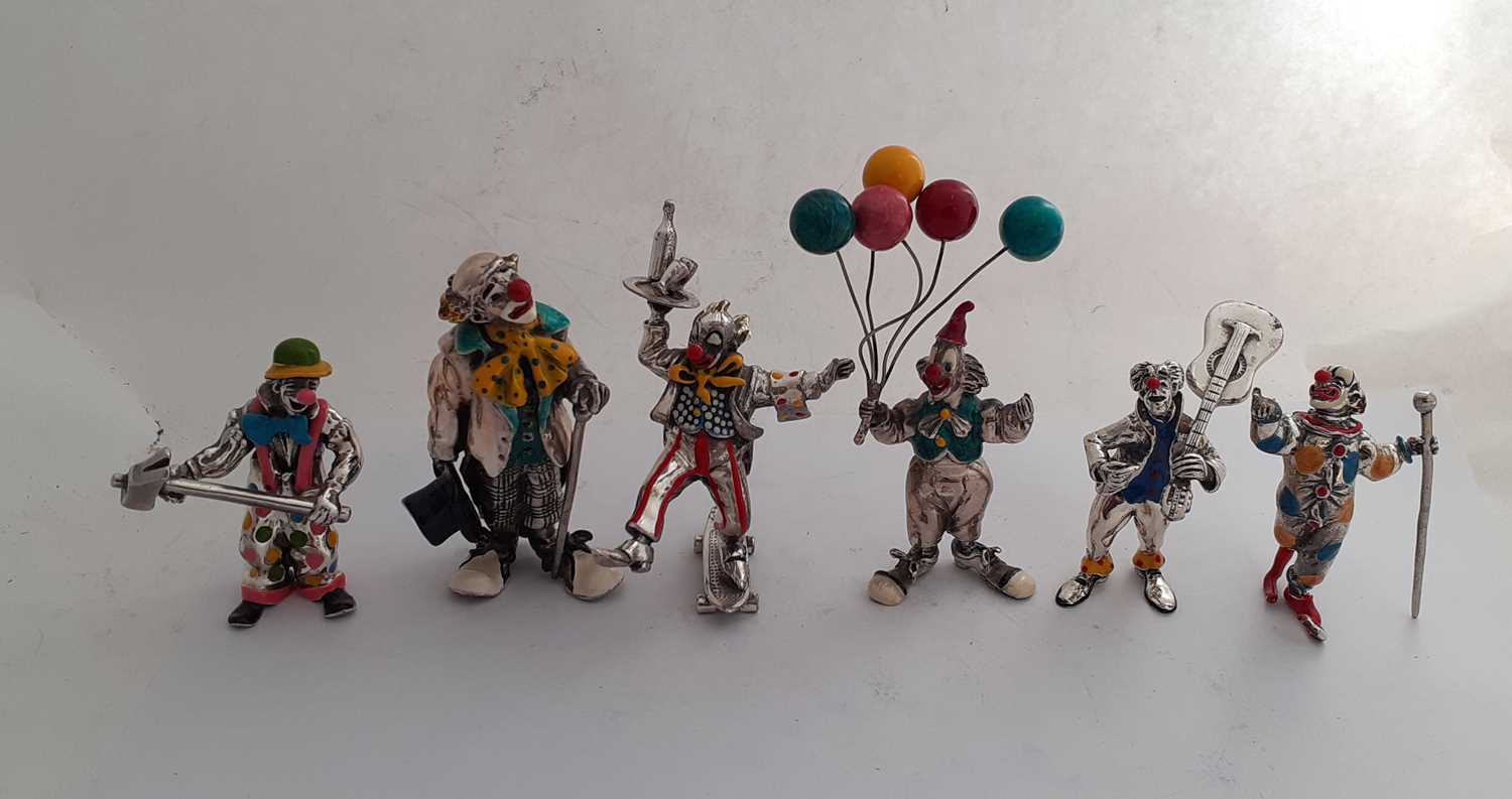 A Collection of Ten Italian Silver and Enamel Clown Figures, Eight by Sorini and Two Attributed to - Image 2 of 16