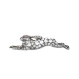 A Victorian Diamond Hare Brooch the running hare set throughout with old cut and rose cut