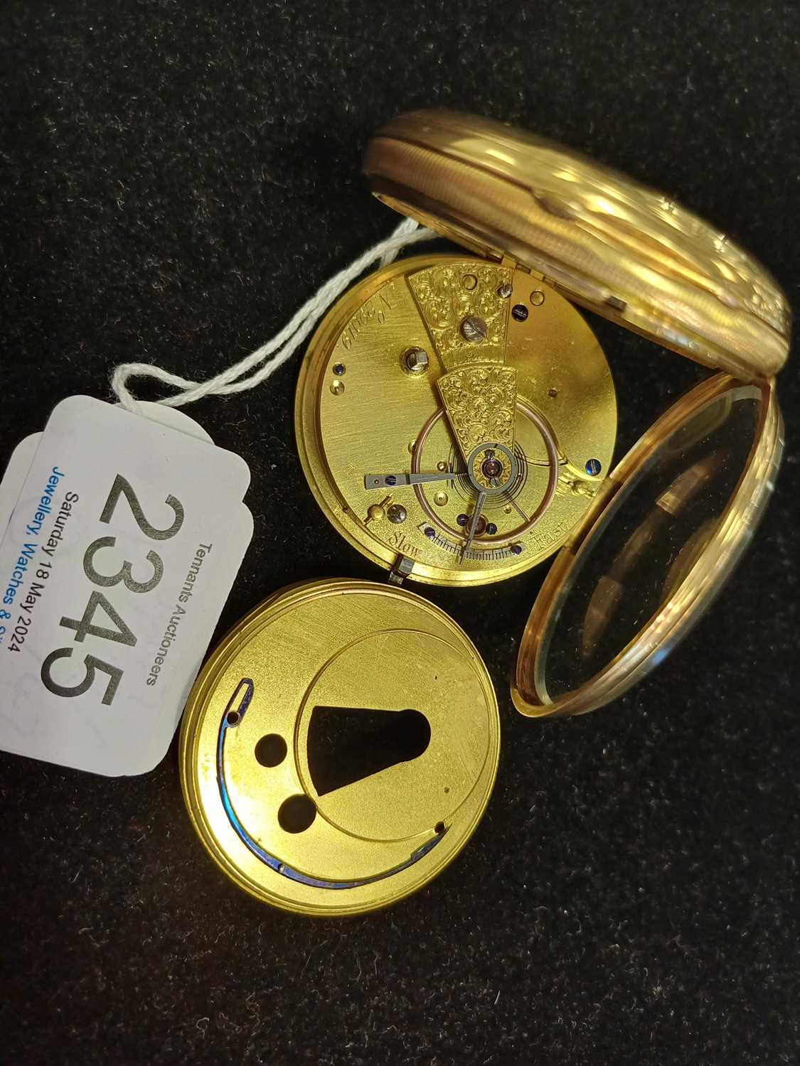 An 18 Carat Gold Open Faced Pocket Watch, 1872, single chain fusee lever movement, gold coloured - Image 3 of 3