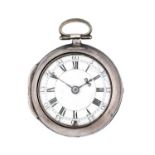 Delander: A Silver Pair Cased Verge Pocket Watch, signed Delander, London, single chain fusee