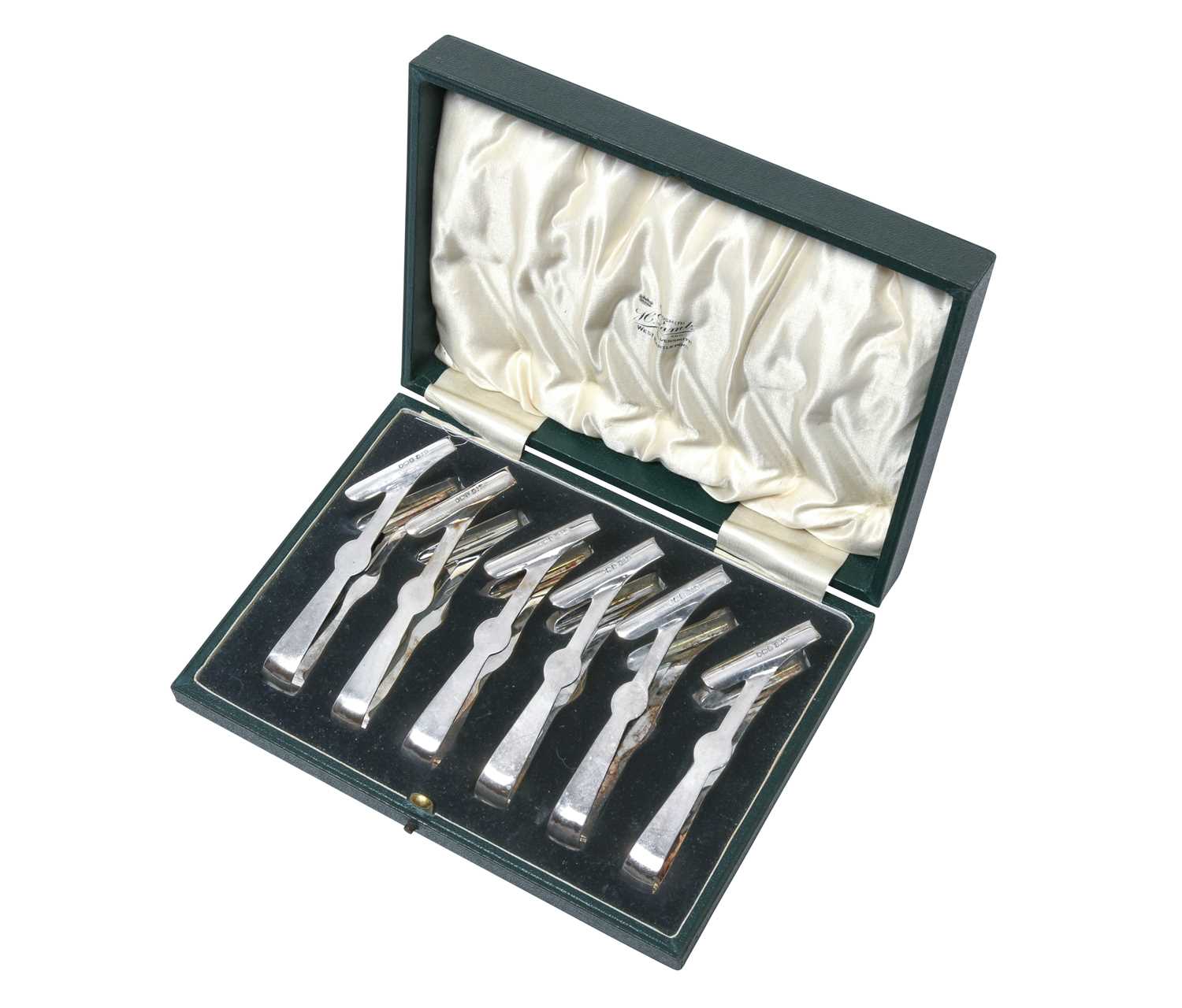 A Cased Set of Six George V Silver Individual Asparagus-Tongs, by James Dixon and Sons, Sheffield,