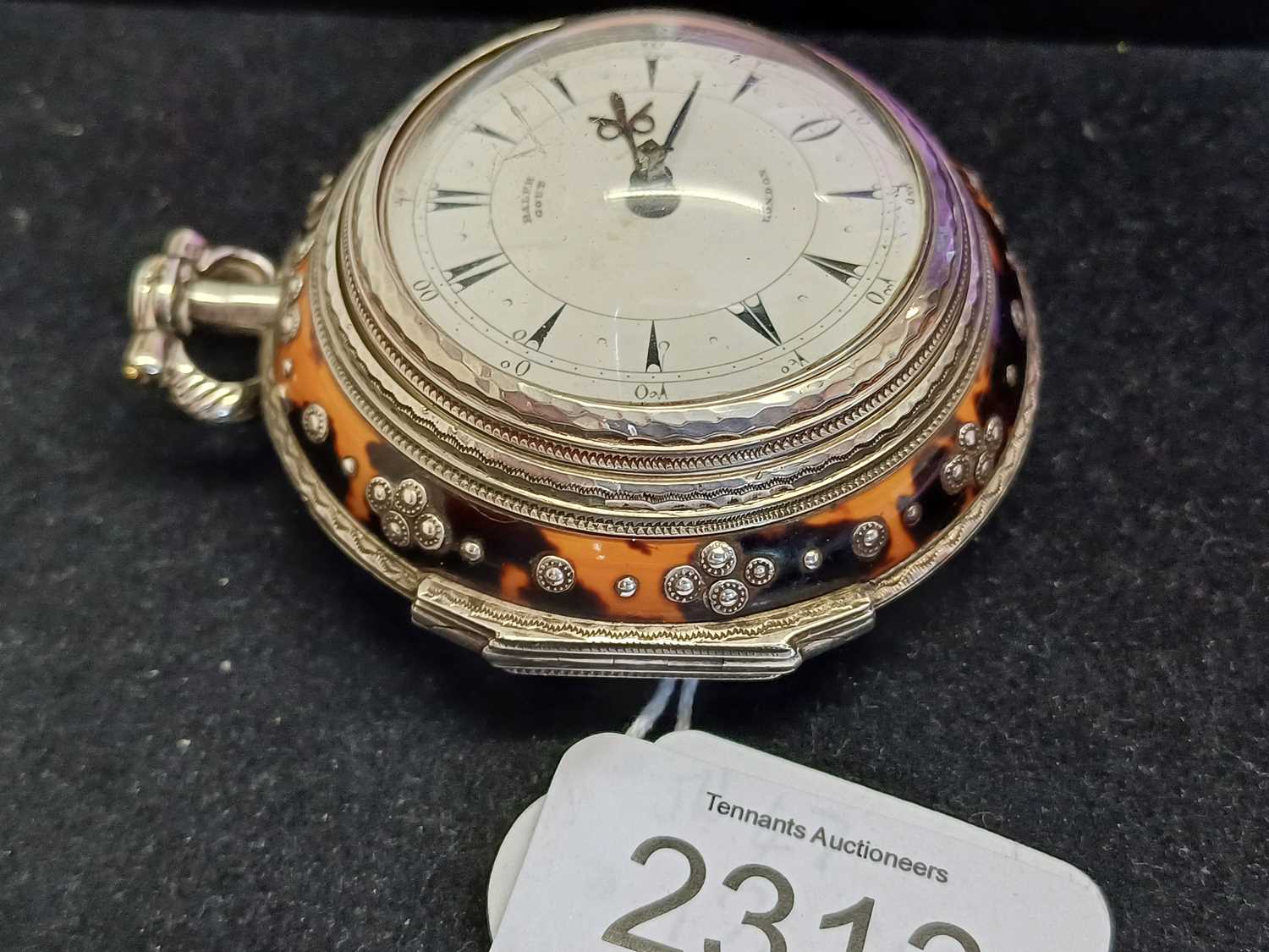 Gout: A Silver and Tortoiseshell Quadruple Cased Pocket Watch Made for the Turkish Market, signed - Image 6 of 14