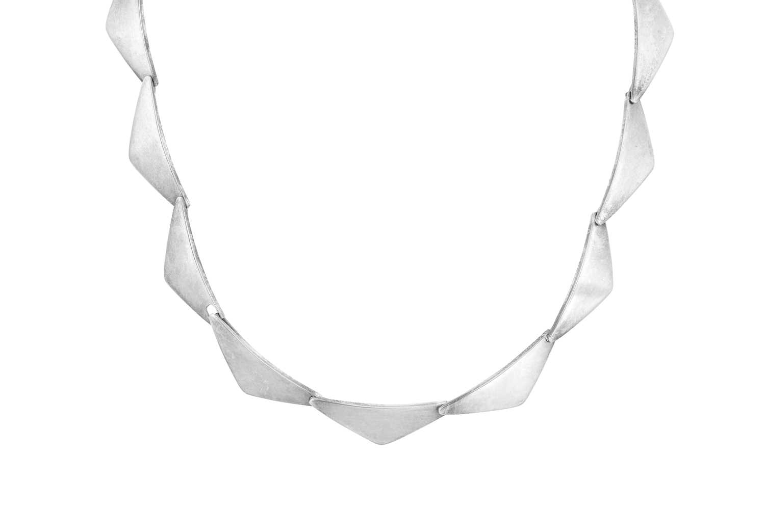 A 'Peak' Necklace, by Georg Jensen formed of thirteen white plain polished triangular peak motifs