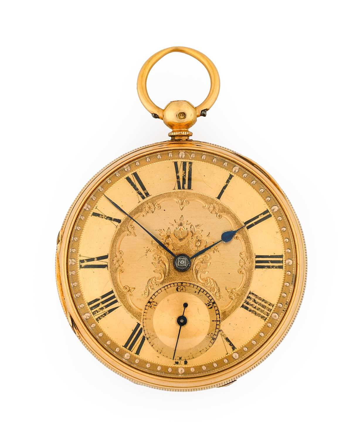 An 18 Carat Gold Open Faced Pocket Watch, 1872, single chain fusee lever movement, gold coloured