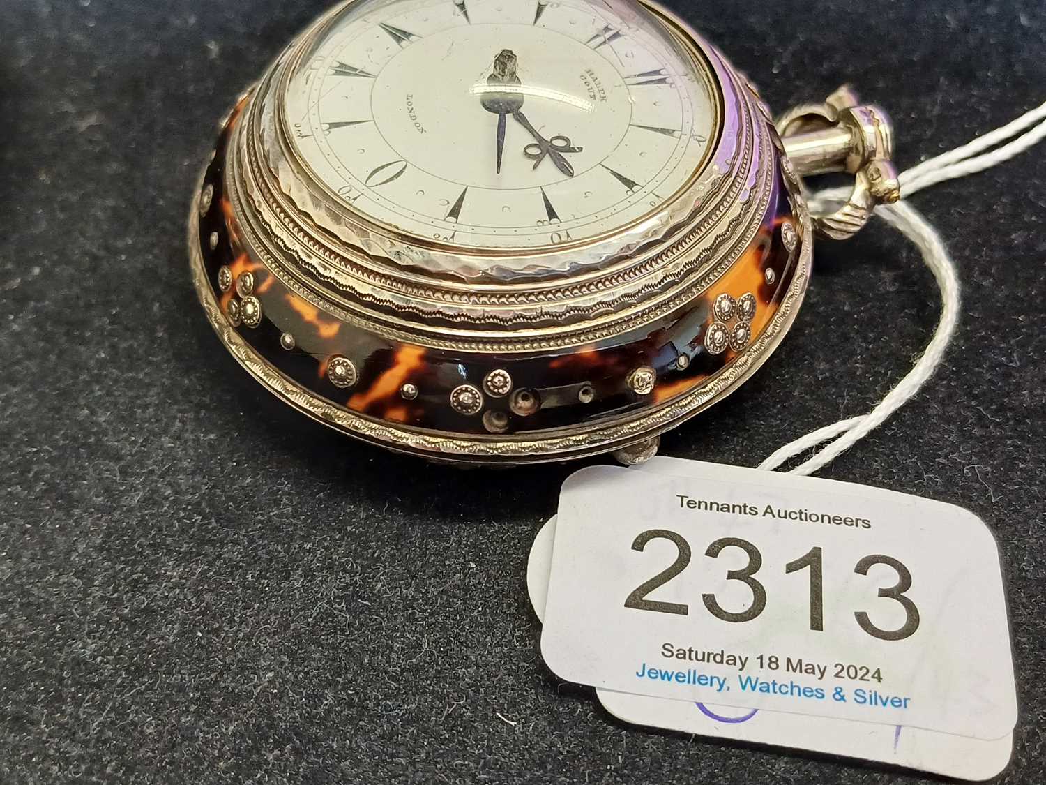 Gout: A Silver and Tortoiseshell Quadruple Cased Pocket Watch Made for the Turkish Market, signed - Image 10 of 14