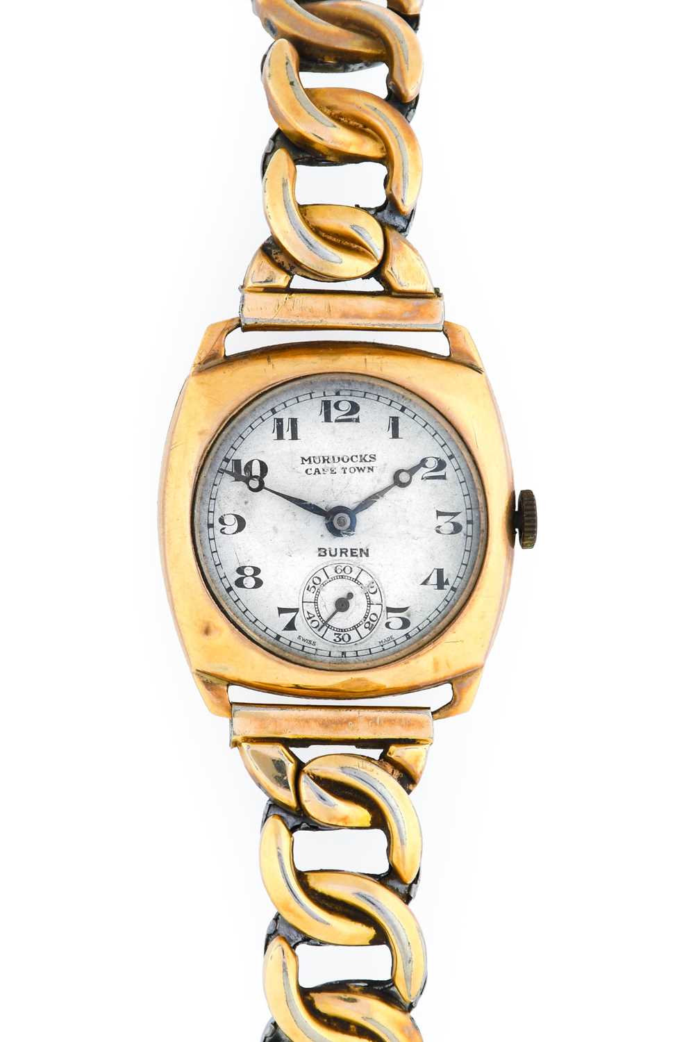 Buren: An Interesting 9 Carat Gold Presentation Wristwatch Together with an Appreciation Autograph