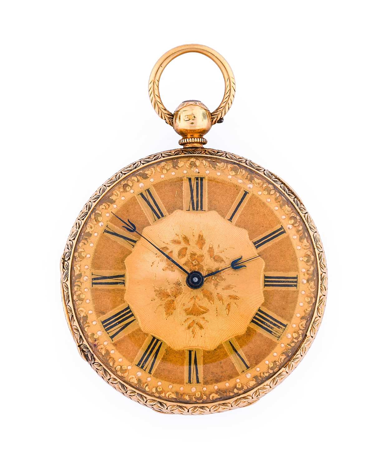 Hayes: An 18 Carat Gold Open Faced Pocket Watch, signed J.H.Hayes, Oldham, 1857, single chain