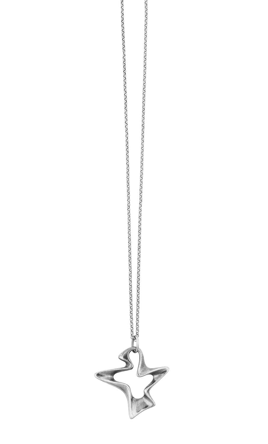 A Pendant on Chain, designed by Henning Koppel for Georg Jensen the white plain polished openwork