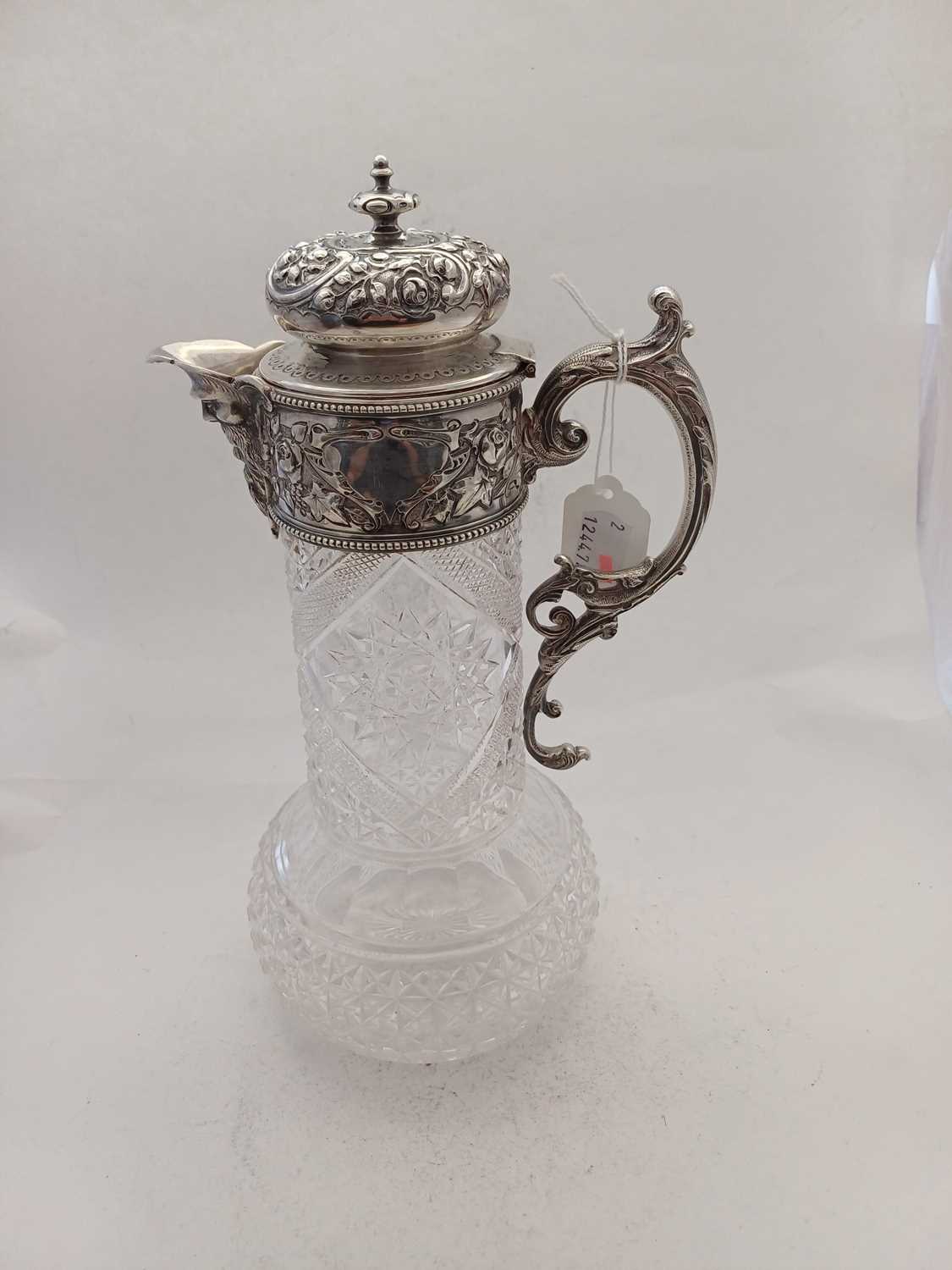An Edward VII Silver-Mounted Cut-Glass Claret-Jug, The Silver Mounts by Atkin Brothers, Sheffield, - Image 6 of 8
