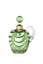 An American Silver-Gilt Mounted Green Overay Glass Decanter, The Silver-Gilt Mounts by Gorham, Prov
