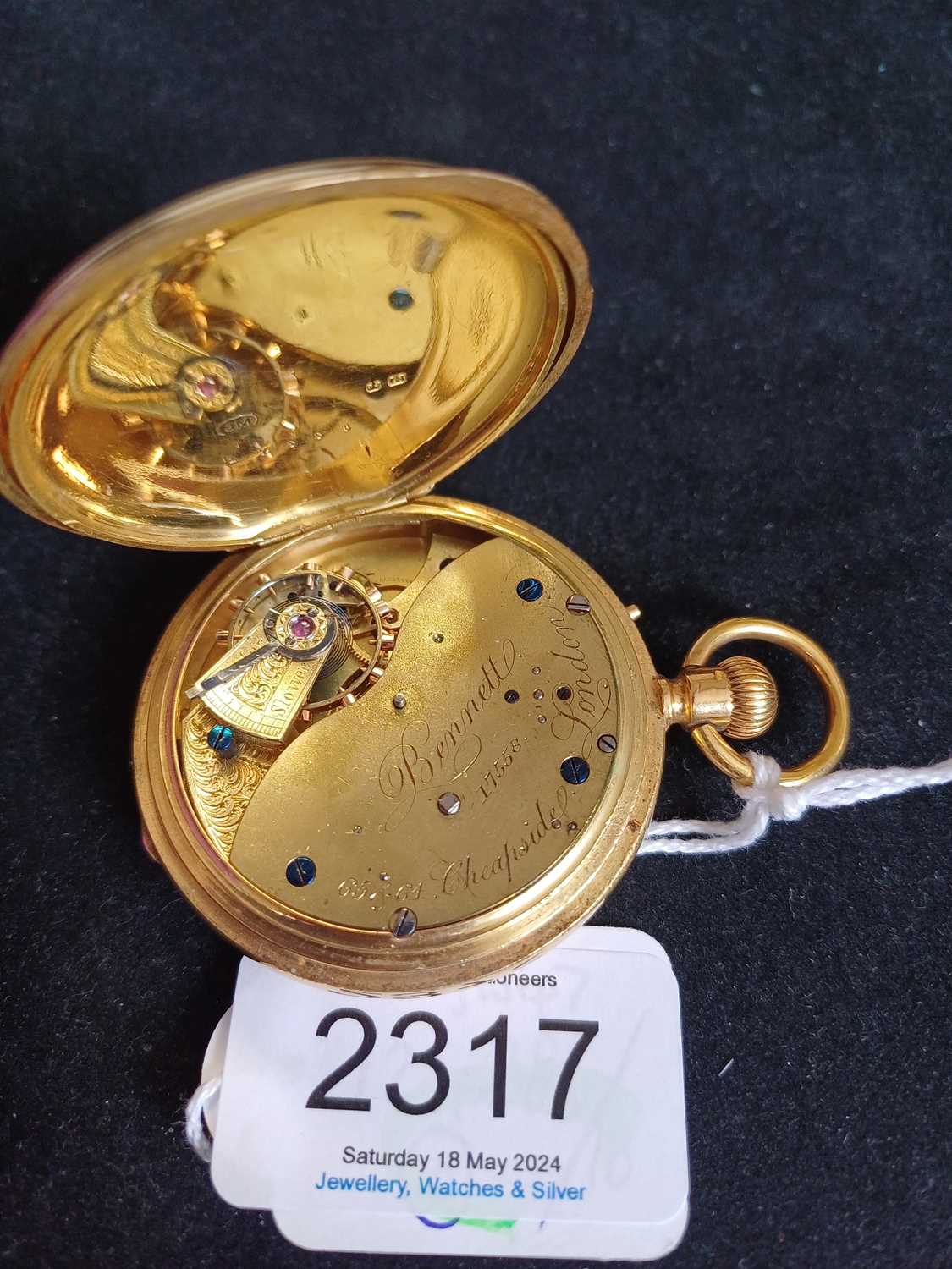 Bennett: An 18 Carat Gold Half Hunter Lever Pocket Watch, signed Bennett, 65 & 64 Cheapside, London, - Image 3 of 3