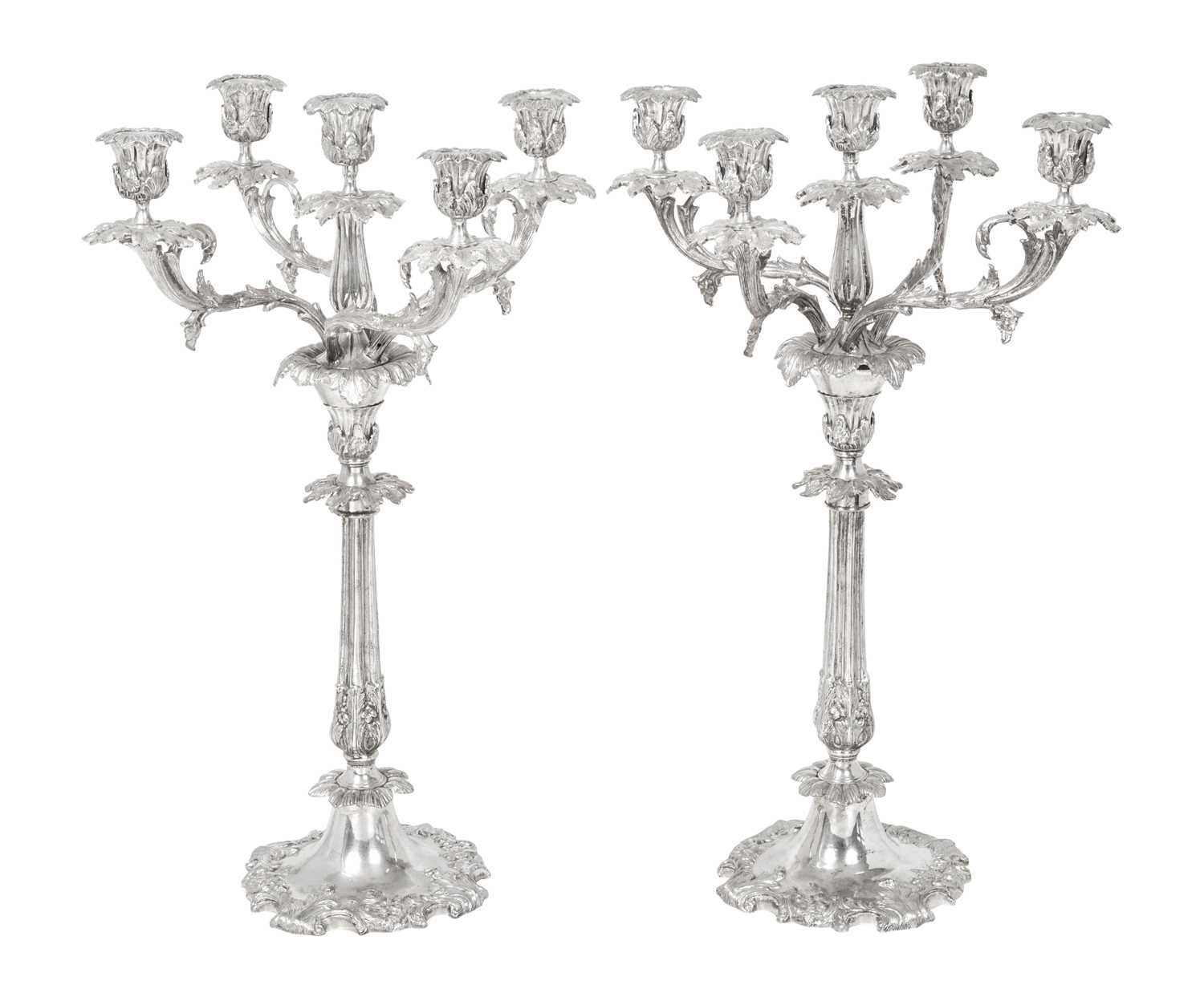 A Pair of American Silver Plate Five-Light Candelabra, by Van Bergh Silver Plate Co., Rochester, Ne