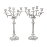 A Pair of American Silver Plate Five-Light Candelabra, by Van Bergh Silver Plate Co., Rochester, Ne