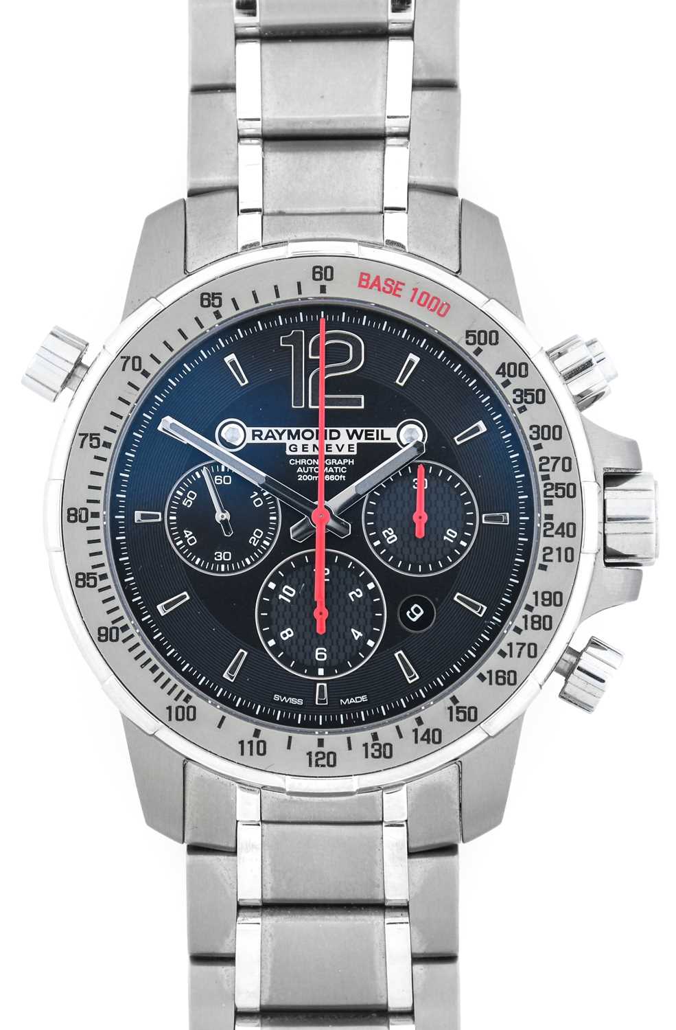 Raymond Weil: A Titanium and Stainless Steel Automatic Calendar Chronograph Wristwatch, signed