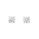 A Pair of 18 Carat Gold Diamond Solitaire Earrings the round brilliant cut diamonds in white claw