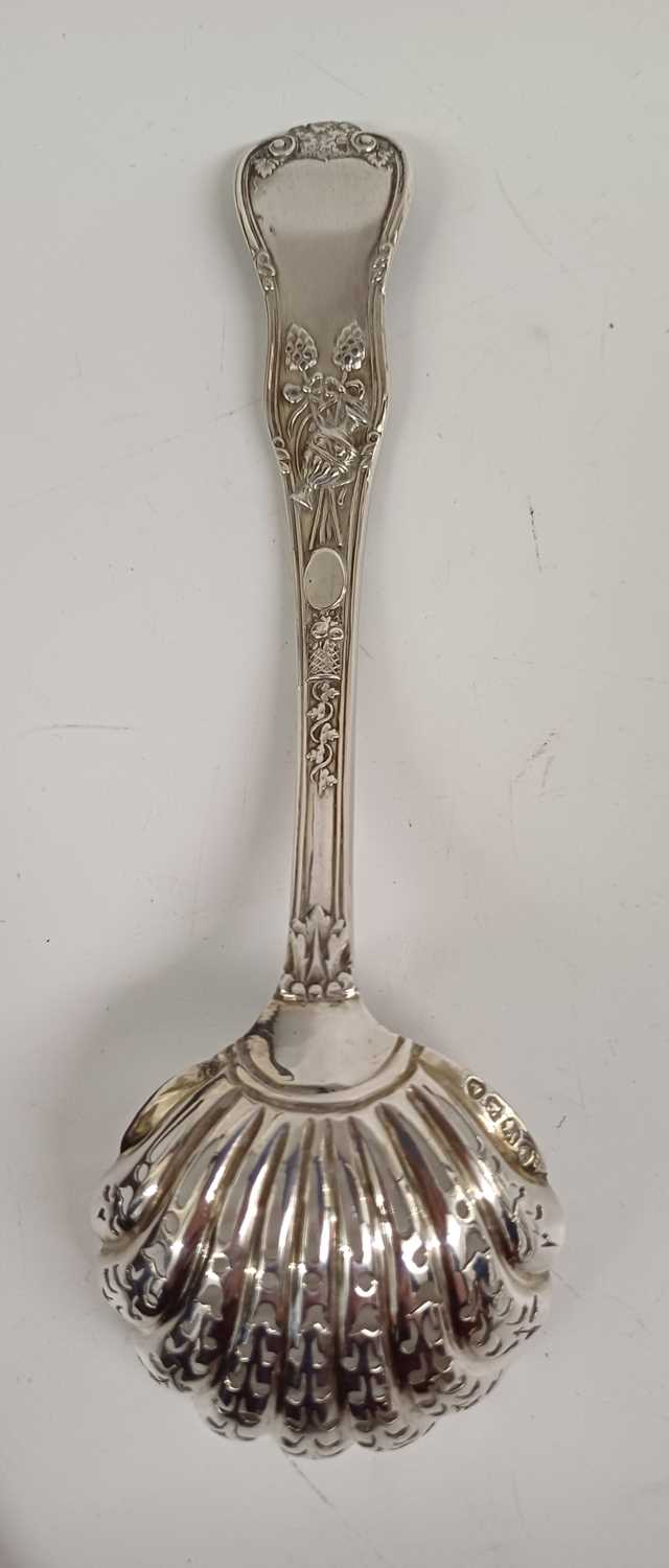 A Cased Set of Six Victorian Parcel-Gilt Silver Berry-Spoons and a Sifting Spoon, by Henry John Lia - Image 3 of 10