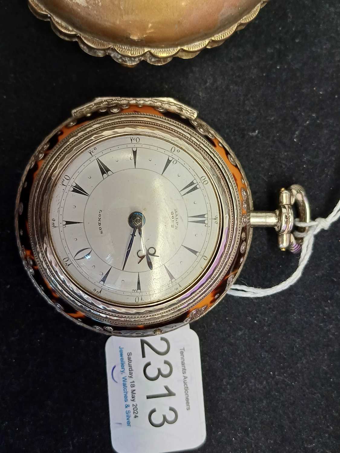 Gout: A Silver and Tortoiseshell Quadruple Cased Pocket Watch Made for the Turkish Market, signed - Image 11 of 14