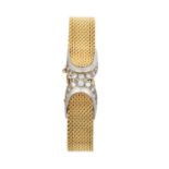 A Lady's 14 Carat Gold Diamond Set Concealed Dial Wristwatch, 1960's, manual wound lever movement