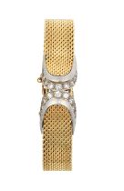 A Lady's 14 Carat Gold Diamond Set Concealed Dial Wristwatch, 1960's, manual wound lever movement