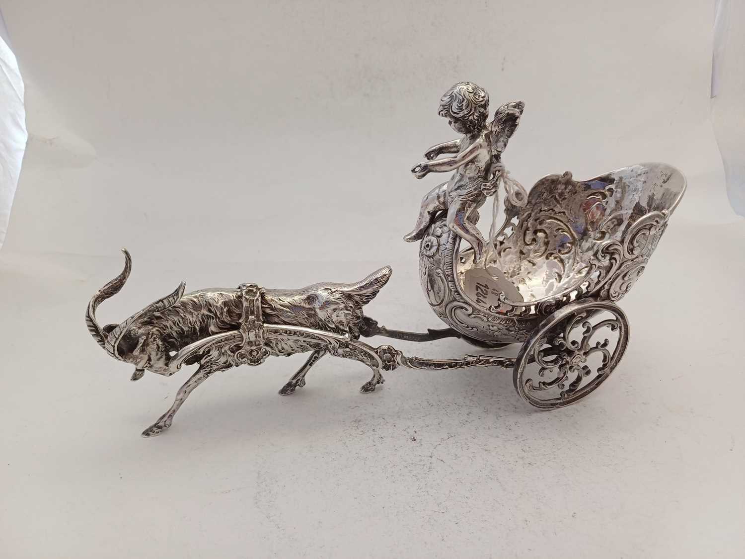 A German Silver Model of a Goat and Putto, by Neresheimer, Hanau, With English Import Marks for Ber - Image 9 of 9