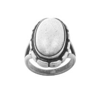 A Silver Ring and A Pair of Earrings, by Georg Jensen the oval plain polished dome within an oval