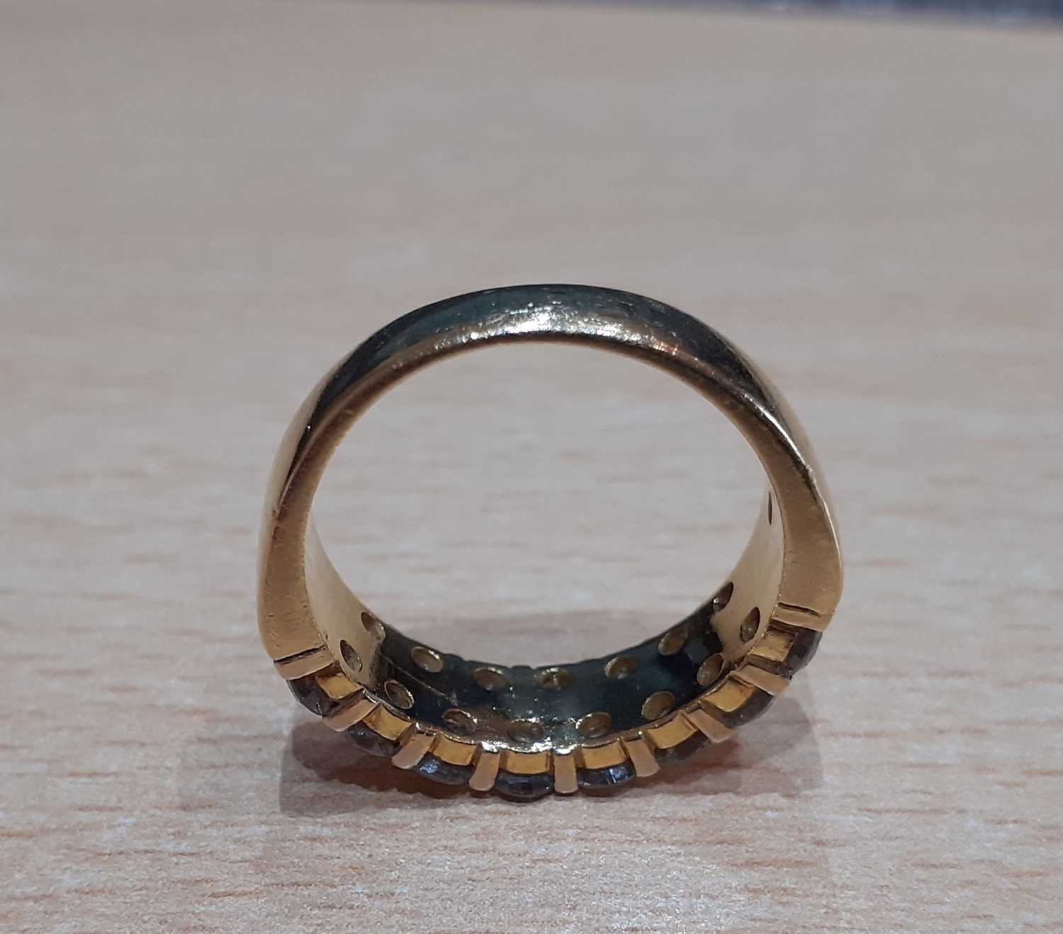 An 18 Carat Gold Diamond Half Hoop Ring two rows of round brilliant cut diamonds in yellow tension - Image 5 of 5