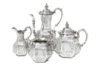 A Four-Piece Victorian Silver Tea and Coffee-Service, by Charles Reily and George Storer, London, T