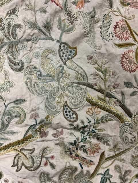 Late 19th Century Crewel Work Curtain, decorated overall in decorative floral designs with birds - Image 19 of 21