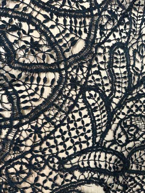 Early 20th Century Chinese Black Silk Shawl with cream silk floral embroidery, 115cm square - Image 8 of 14