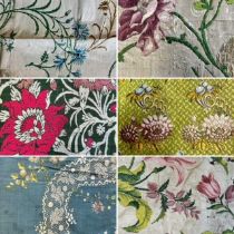 Collection of 18th Century Silks, comprising a circa 1740s floral silk brocade skirt panel, 80cm