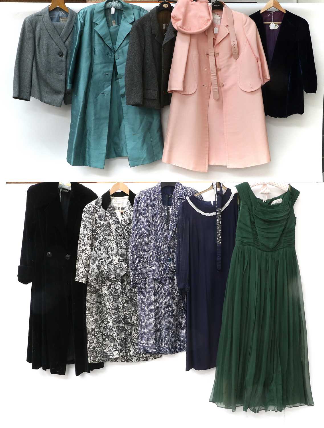 Assorted Circa 1960/70s Hardy Amies Suits and Evening Wear, comprising four outfits including a silk