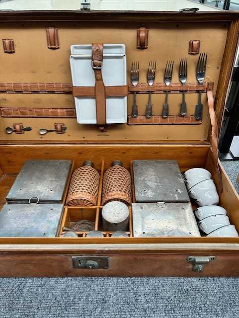 Early 20th Century Leather Cased Picnic Set, patent number '29308', comprising a fitted interior - Image 3 of 3