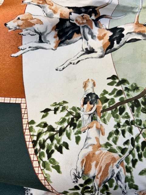 Hermes Silk Scarf Le Poitevin Designed by Hubert de Watrigant, depicting hounds running and standing - Image 6 of 8