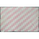 Late 19th Century Patchwork Quilt designed in pale pink and white with vertical zig zag lines, white