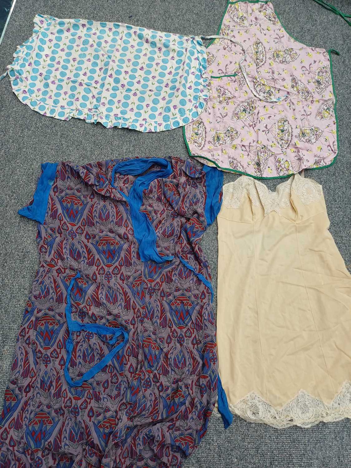 Assorted 20th Century Costume Accessories comprising a circa 1930s purple crepe sleeveless long - Image 11 of 26