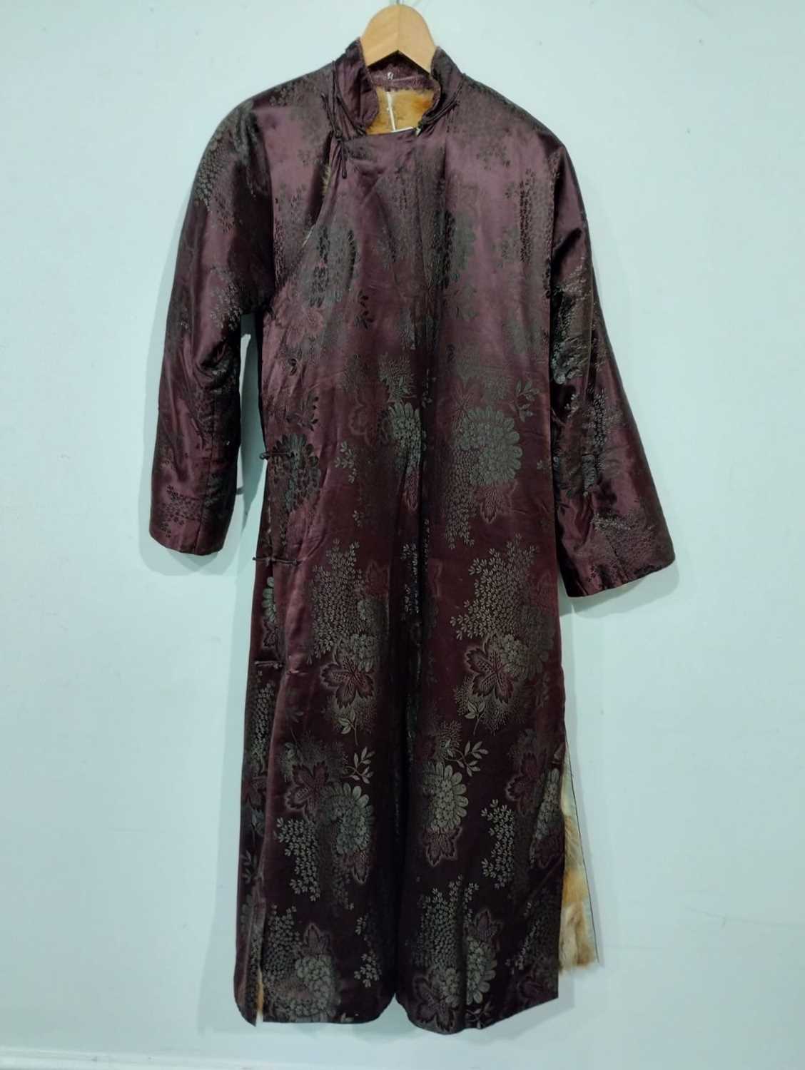 Early 20th Century Chinese Winter Robes, comprising a brown silk brocade robe with patch pocket to - Image 14 of 16
