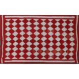 Late 19th Century Turkey Red and White Spot Patchwork Bed Cover, cream to the reverse, 195cm by