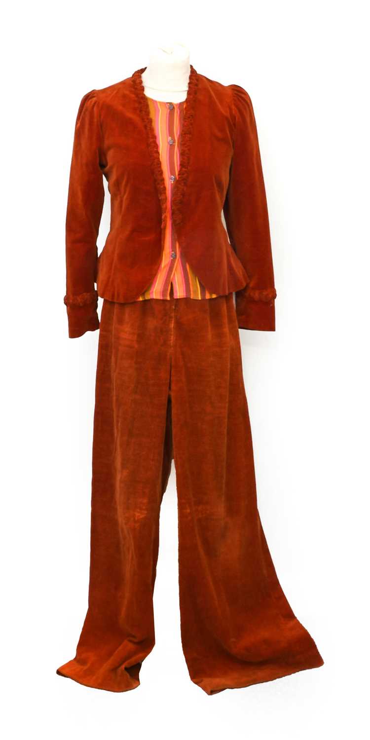 Circa 1970s Ladies Costume, comprising 4Seasons rust coloured corduroy shirt dress with collar, - Image 6 of 7