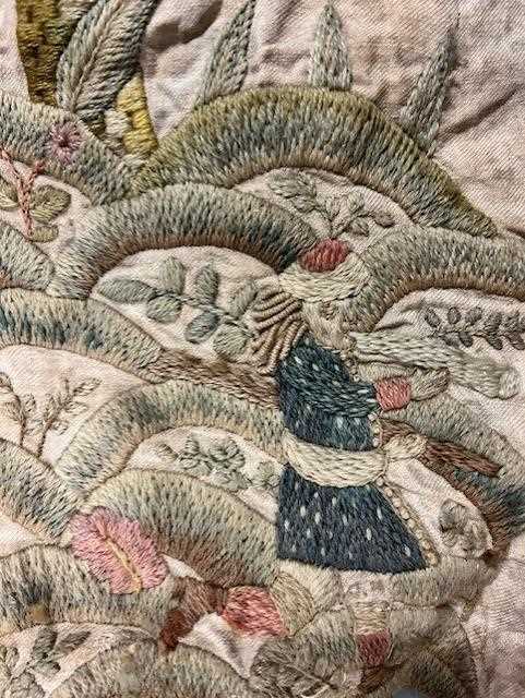 Late 19th Century Crewel Work Curtain, decorated overall in decorative floral designs with birds - Image 4 of 21