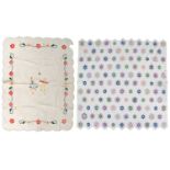 20th Century American White Cotton Patchwork Quilt constructed from hexagons with colourful