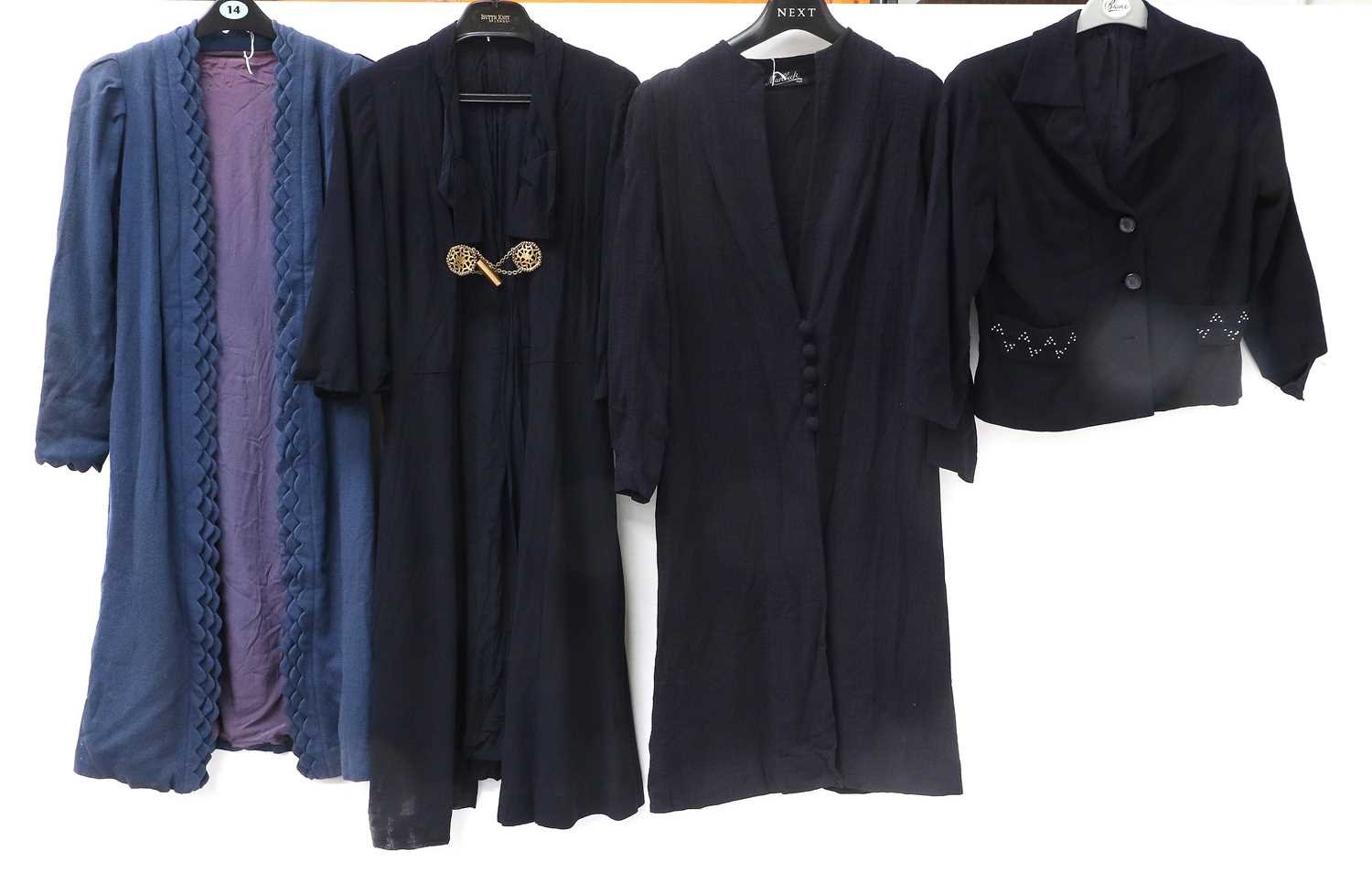 Circa 1940-50s Blue Crepe Dresses and Coats comprising a Lydia London navy blue long sleeve crepe - Image 2 of 62