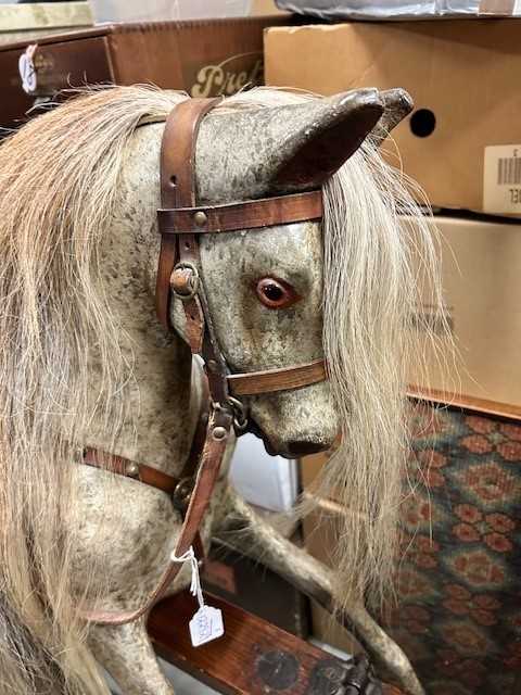 Early 20th Century Lines of London Sportiboy Dapple Grey Rocking Horse with horse hair mane and - Image 5 of 7